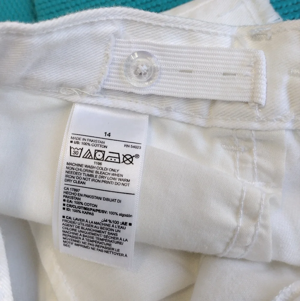 Old Navy Youth Junior White Jean Shorts High Rise Frayed Hem 14
